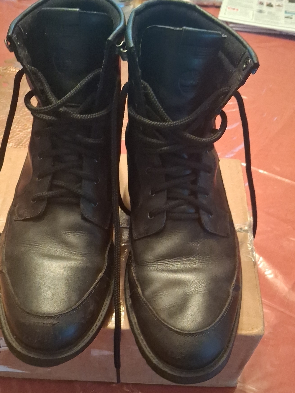 Timberland Black Leather Lace-Up Work Boots
